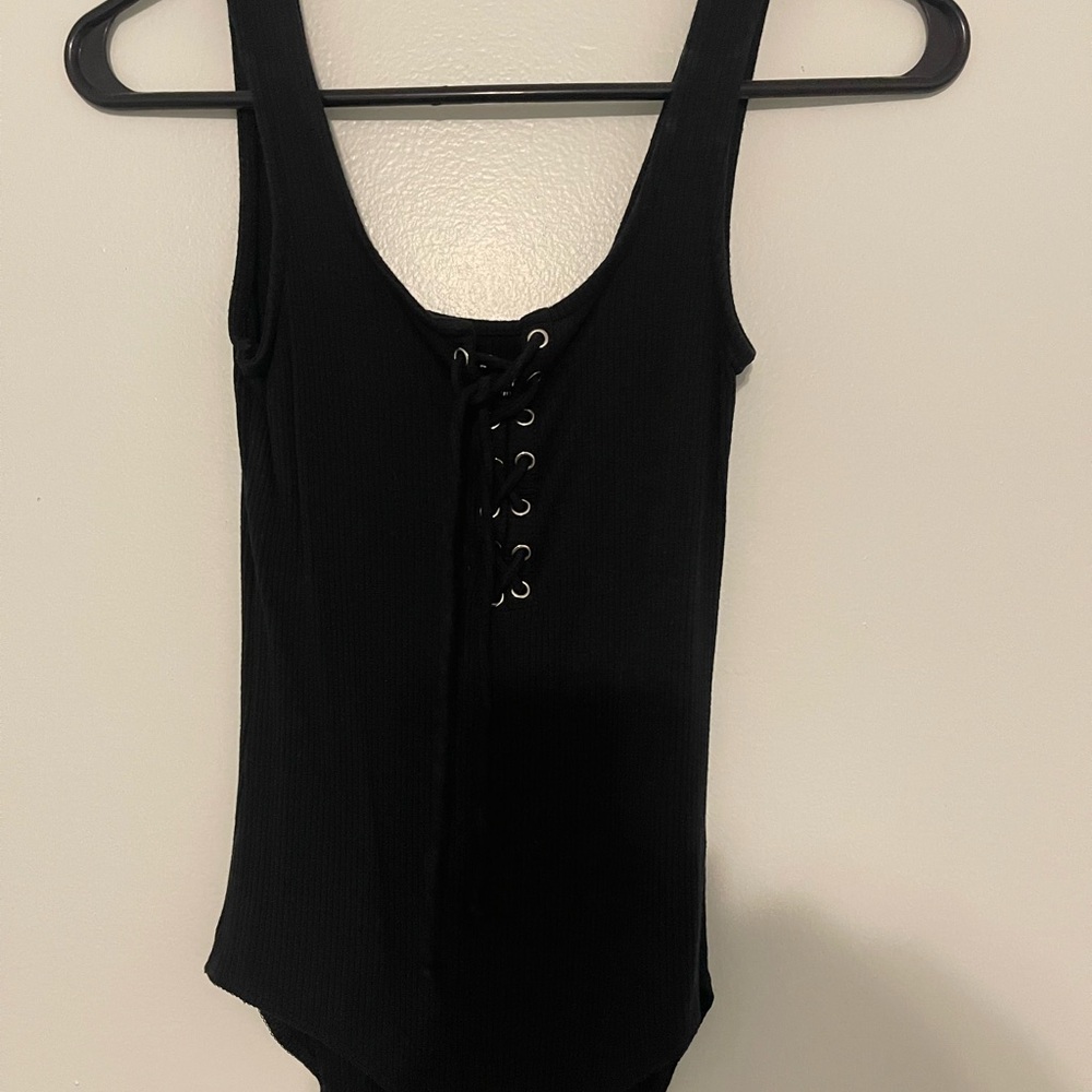 Black Lace-Up Women's Bodysuit